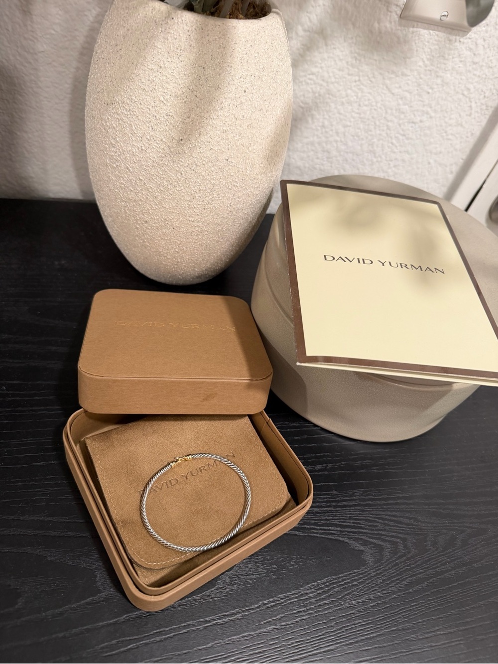 David Yurman Sterling Silver and 18K Yellow Gold Cable Bracelet 3mm Large - Picture 3 of 7